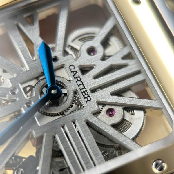 Cartier Santos Imitation Watches Skeleton Dial Bezel Yellow 39.8mm - Image 6