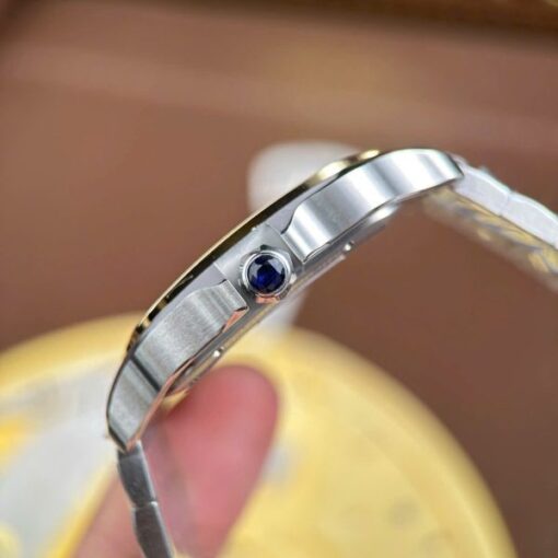 Cartier Santos Imitation Watches Skeleton Dial Bezel Yellow 39.8mm - Image 9