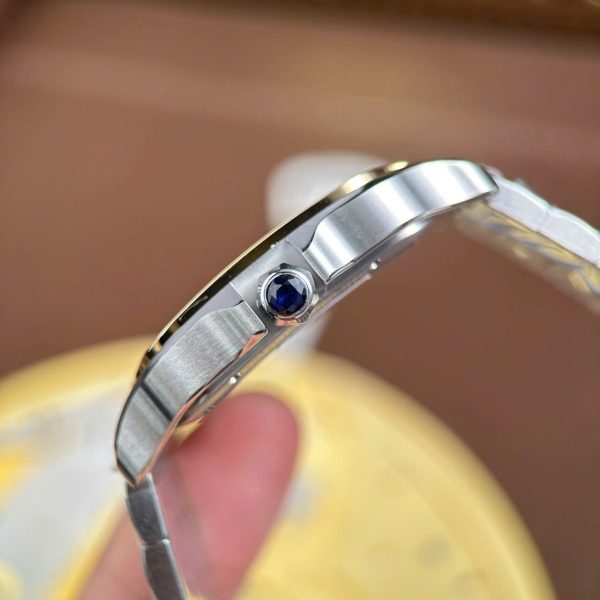 Cartier Santos Imitation Watches Skeleton Dial Bezel Yellow 39.8mm - Image 9