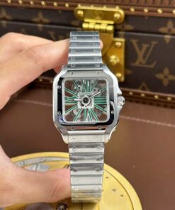 Alternative view of Cartier Santos Knock Off Watches Skeleton Dial Metal Wire 39.8mm