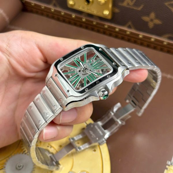 Cartier Santos Knock Off Watches Skeleton Dial Metal Wire 39.8mm - Image 7
