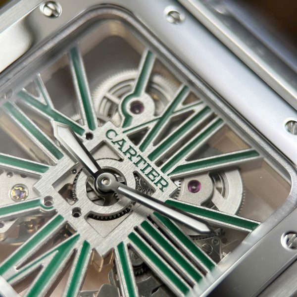 Cartier Santos Knock Off Watches Skeleton Dial Metal Wire 39.8mm - Image 5
