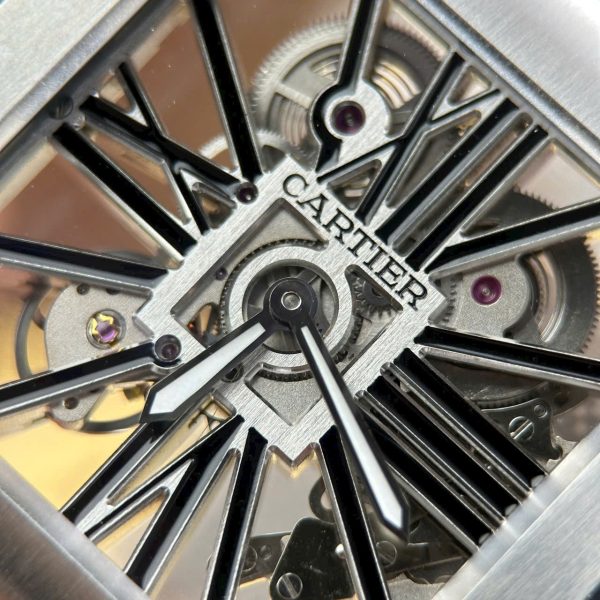 Cartier Santos Replica Watches Skeleton Dial Bezel Black 39.8mm - Image 6