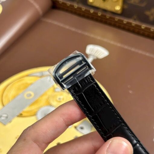 Cartier Santos Knock Off Watches Skeleton Dial Leather Strap Black 39.8mm - Image 12