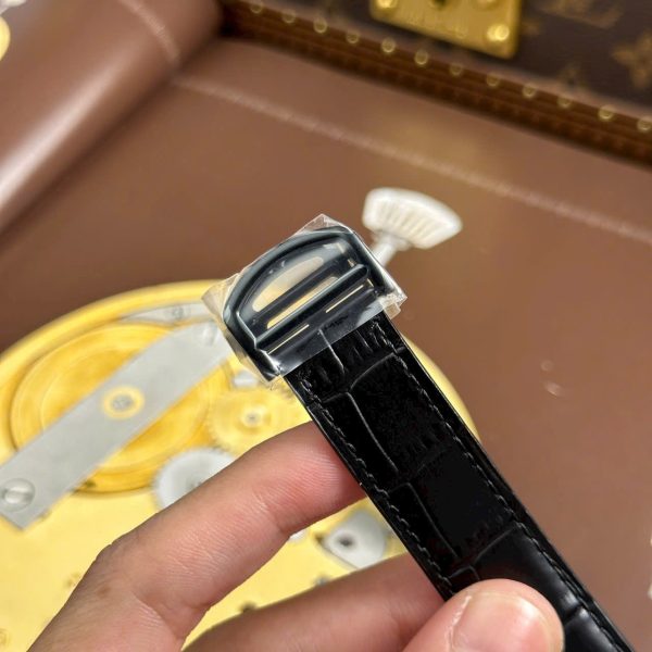 Cartier Santos Knock Off Watches Skeleton Dial Leather Strap Black 39.8mm - Image 12