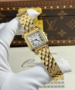 Cartier Panthere Yellow Imitation Watches White Dial Metal Wire AF Factory 27x36mm