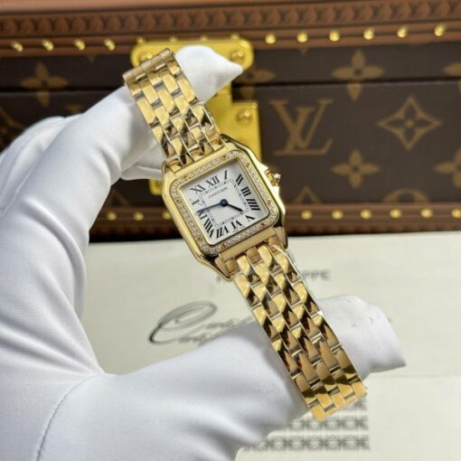 Cartier Panthere Yellow Imitation Watches White Dial Metal Wire AF Factory 27x36mm - Image 2