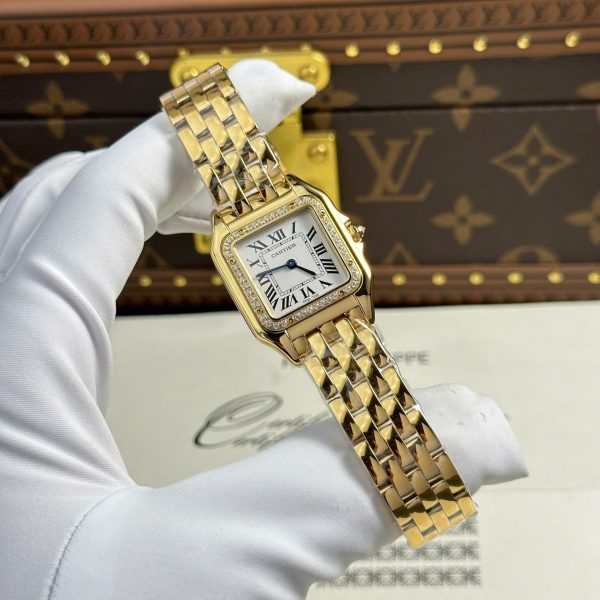 Cartier Panthere Yellow Imitation Watches White Dial Metal Wire AF Factory 27x36mm - Image 2
