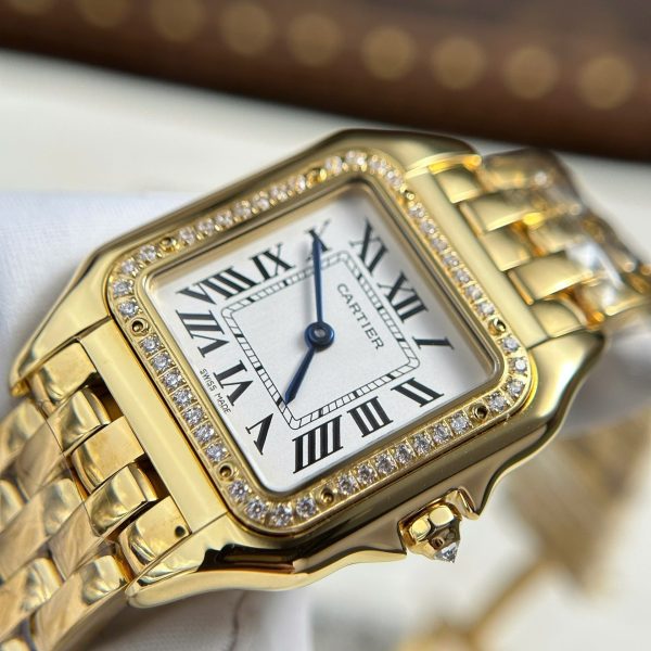 Cartier Panthere Yellow Imitation Watches White Dial Metal Wire AF Factory 27x36mm - Image 5
