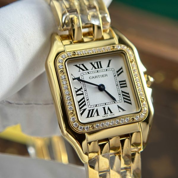 Cartier Panthere Yellow Imitation Watches White Dial Metal Wire AF Factory 27x36mm - Image 4
