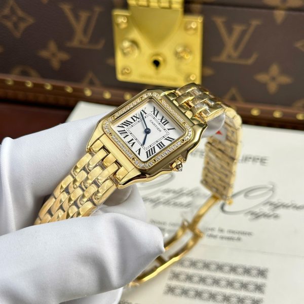 Cartier Panthere Yellow Imitation Watches White Dial Metal Wire AF Factory 27x36mm - Image 3