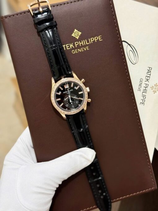 Patek Philippe Complications 5961 Replica Watches Black Dial Leather Strap TW Factory 40.5mm - Image 4
