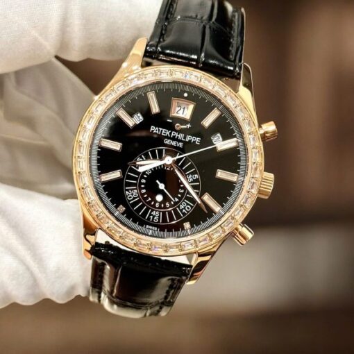 Patek Philippe Complications 5961 Replica Watches Black Dial Leather Strap TW Factory 40.5mm - Image 3