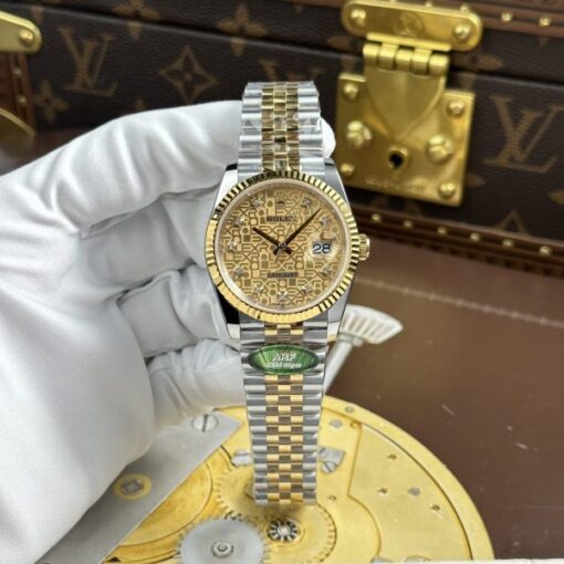 Rolex DateJust Luxury Imitation Watches Yellow Dial Jubilee Strap AR Factory 36mm - Image 2
