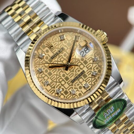 Rolex DateJust Luxury Imitation Watches Yellow Dial Jubilee Strap AR Factory 36mm - Image 5