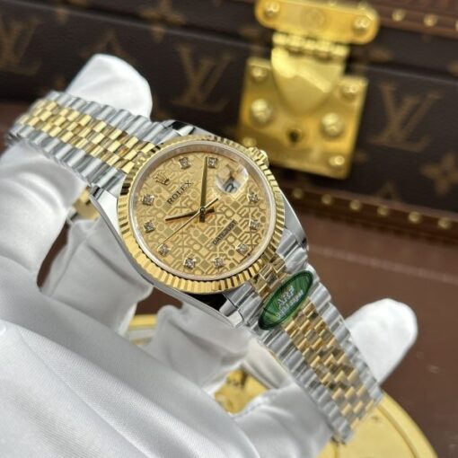 Rolex DateJust Luxury Imitation Watches Yellow Dial Jubilee Strap AR Factory 36mm - Image 3