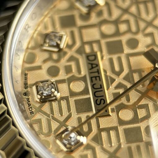 Rolex DateJust Luxury Fake Watches Yellow Dial Oyster Strap AR Factory 36mm - Image 10