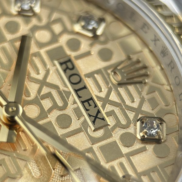 Rolex DateJust Luxury Fake Watches Yellow Dial Oyster Strap AR Factory 36mm - Image 9