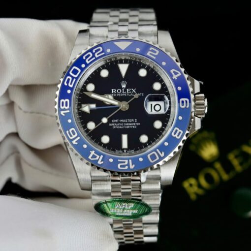 Rolex GMT-Master II Replica Watches Black Dial Bezel Blue Ceramic Jubilee Strap AR Factory 40mm - Image 2