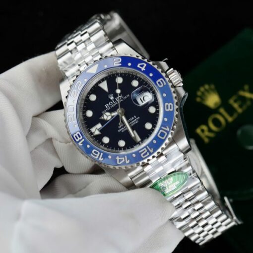 Rolex GMT-Master II Replica Watches Black Dial Bezel Blue Ceramic Jubilee Strap AR Factory 40mm - Image 5