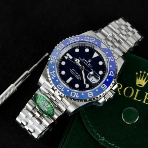 Rolex GMT-Master II Replica Watches Black Dial Bezel Blue Ceramic Jubilee Strap AR Factory 40mm - Image 4