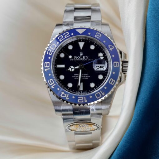 Rolex GMT-Master II Imitation Watches Black Dial Bezel Blue Ceramic Oyster Strap AR Factory 40mm