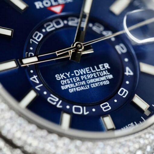 Rolex Sky-Dweller 336934 Blue Dial Fake Watches Full Stone CZ Automatic Movement 42mm - Image 8
