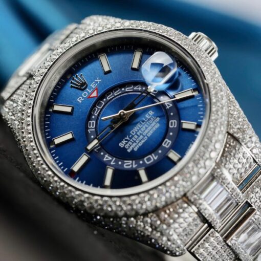 Rolex Sky-Dweller 336934 Blue Dial Fake Watches Full Stone CZ Automatic Movement 42mm - Image 6